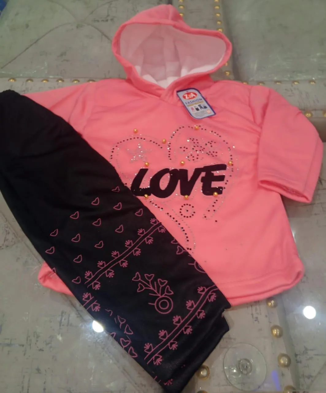 2 Pcs Girls Fleece Printed Shirt & Trouser Suit – Soft, Warm & Comfortable (Normal Quality)