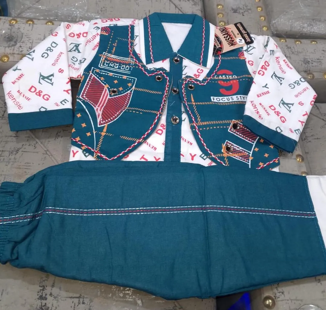 2 Pcs Boy's Cotton Blend Embroidered Shirt & Trouser Suit – Inside Fleece