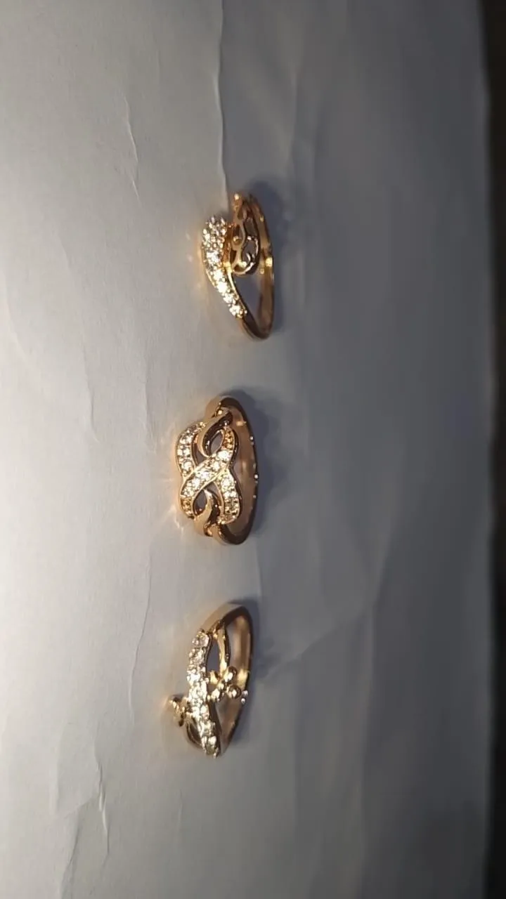 3 Pcs Gold Plated Unique Design Rings Set for Women
