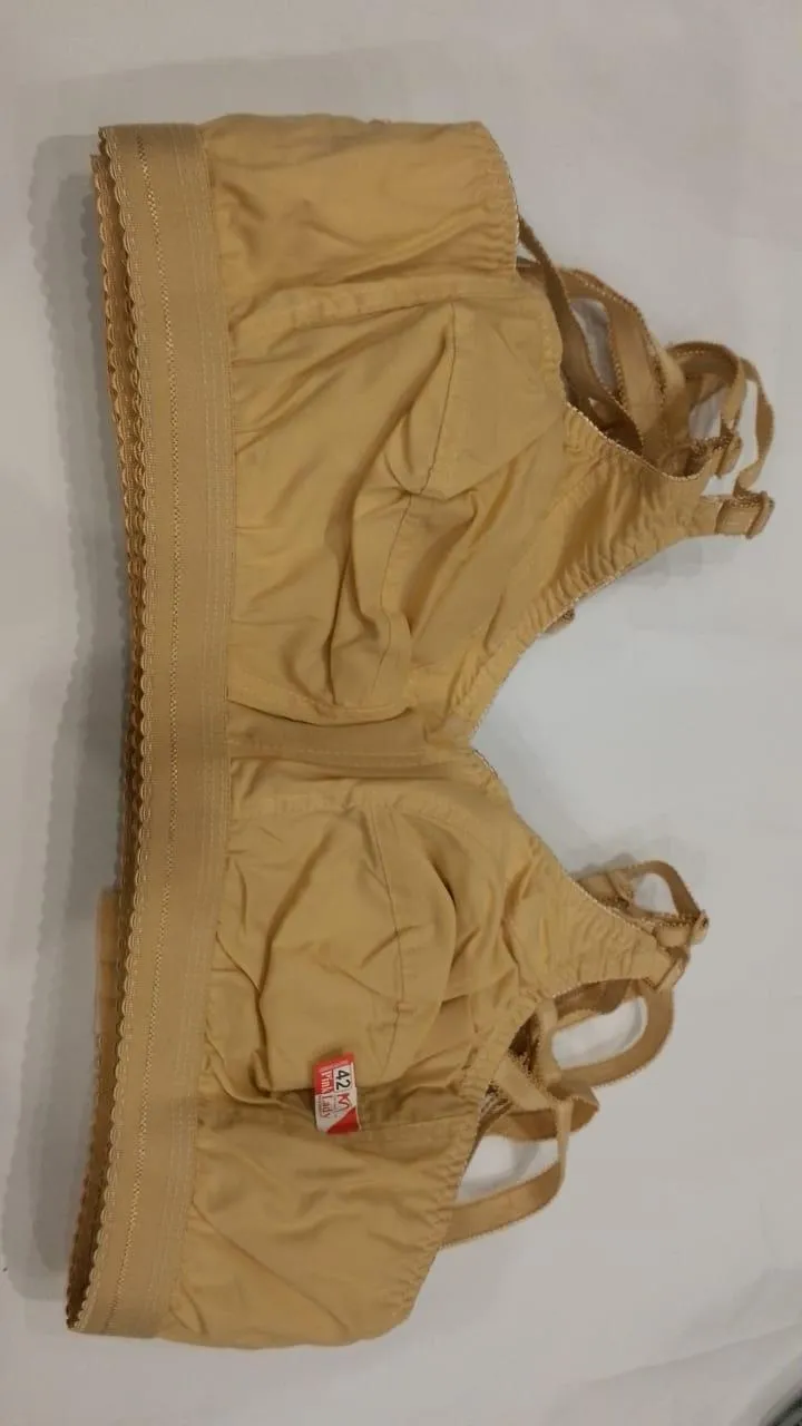 Soft Cotton Bra for Women and Girls – Premium Quality, Comfortable Skin Color Bra with 4 Hooks