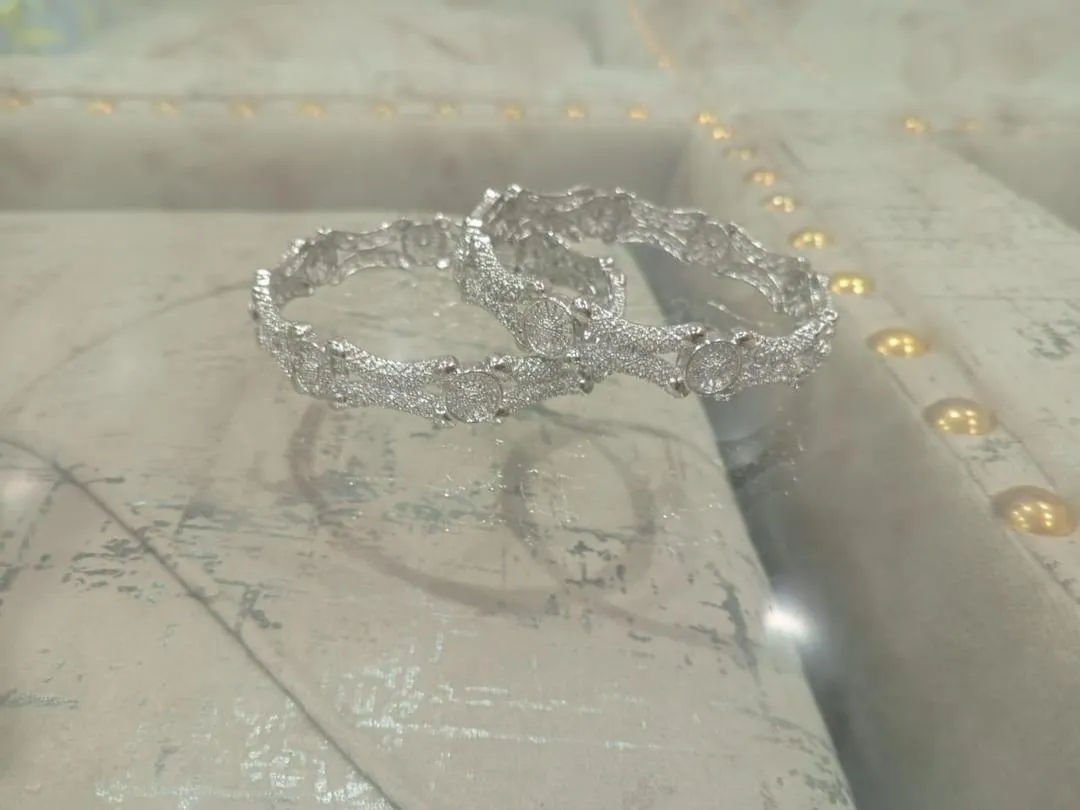 2 Pcs Silver Plated Kara Bangle