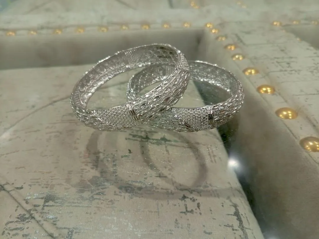 2 Pcs Silver Plated Kara Bangle