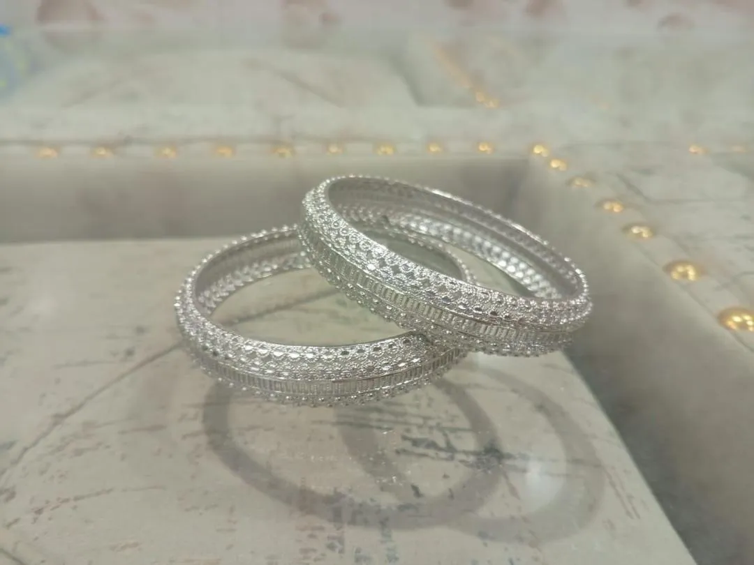2 Pcs Silver Plated Kara Bangle