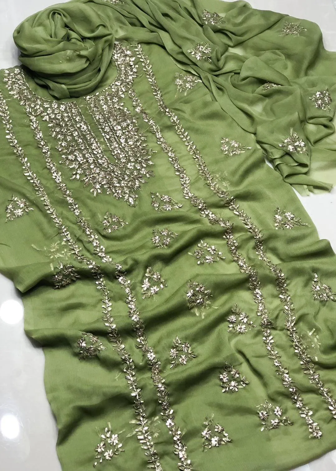 2 Pcs Women's Unstitched Hand Work Suit