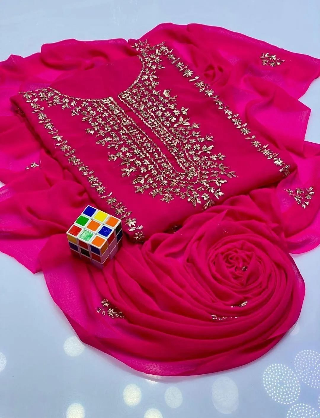 2 Pcs Women's Unstitched Hand Work Suit