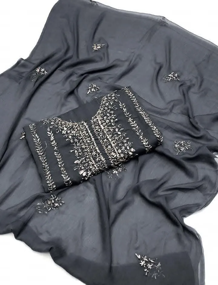 2 Pcs Women's Unstitched Hand Work Suit