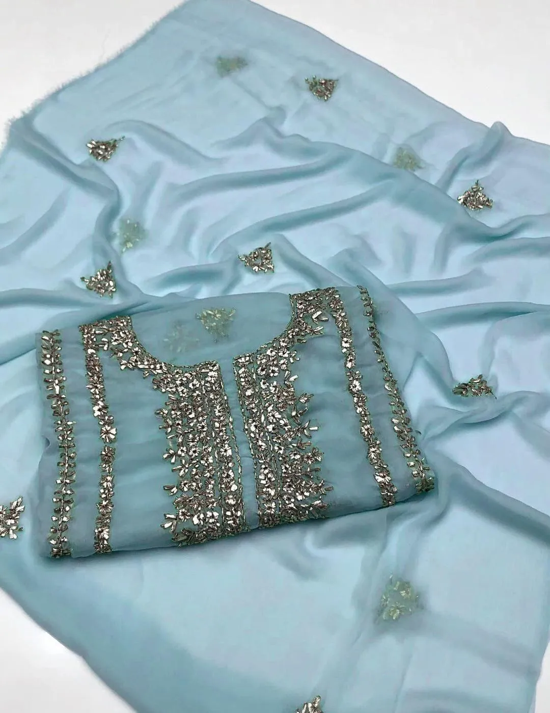 2 Pcs Women's Unstitched Hand Work Suit