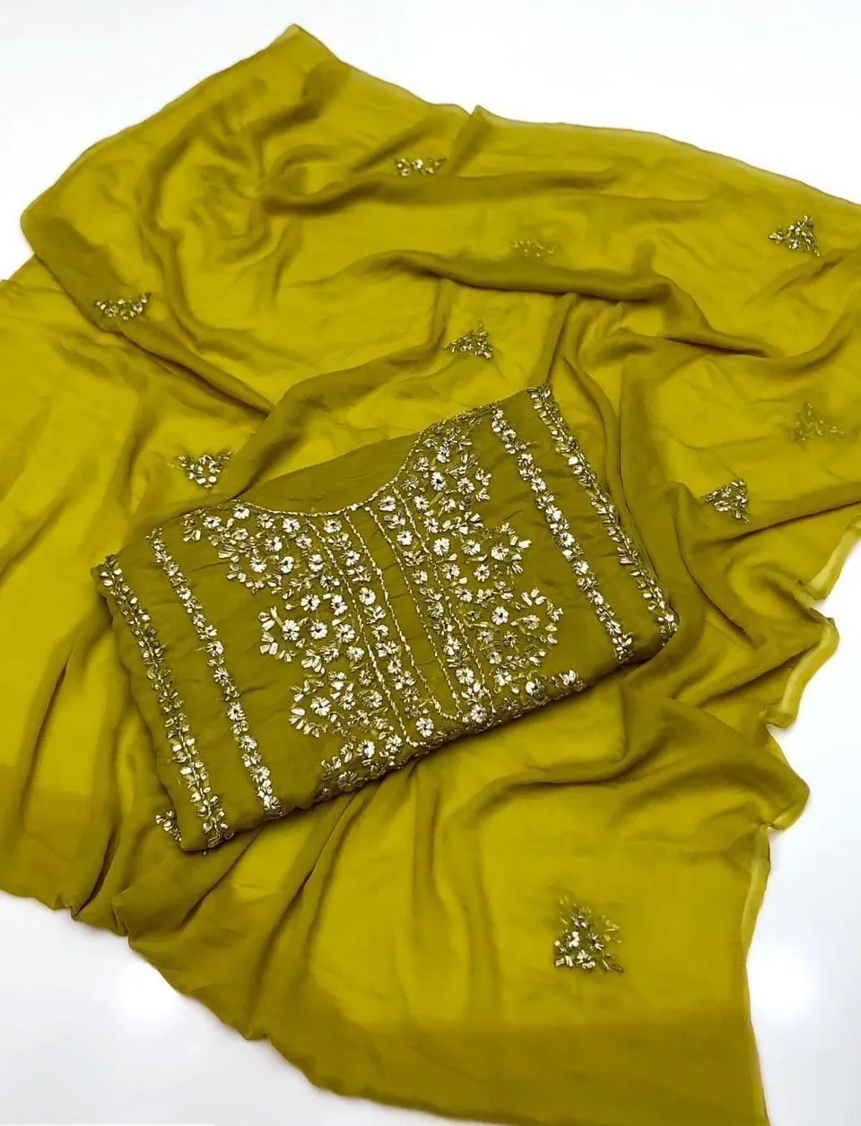 2 Pcs Women's Unstitched Hand Work Suit