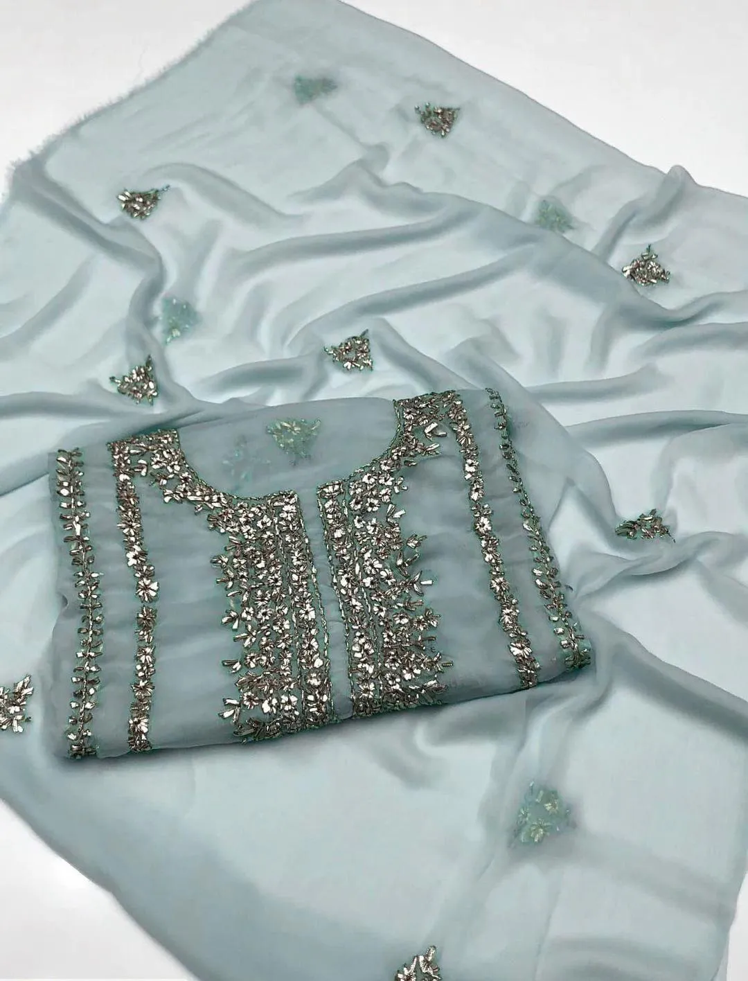 2 Pcs Women's Unstitched Hand Work Suit