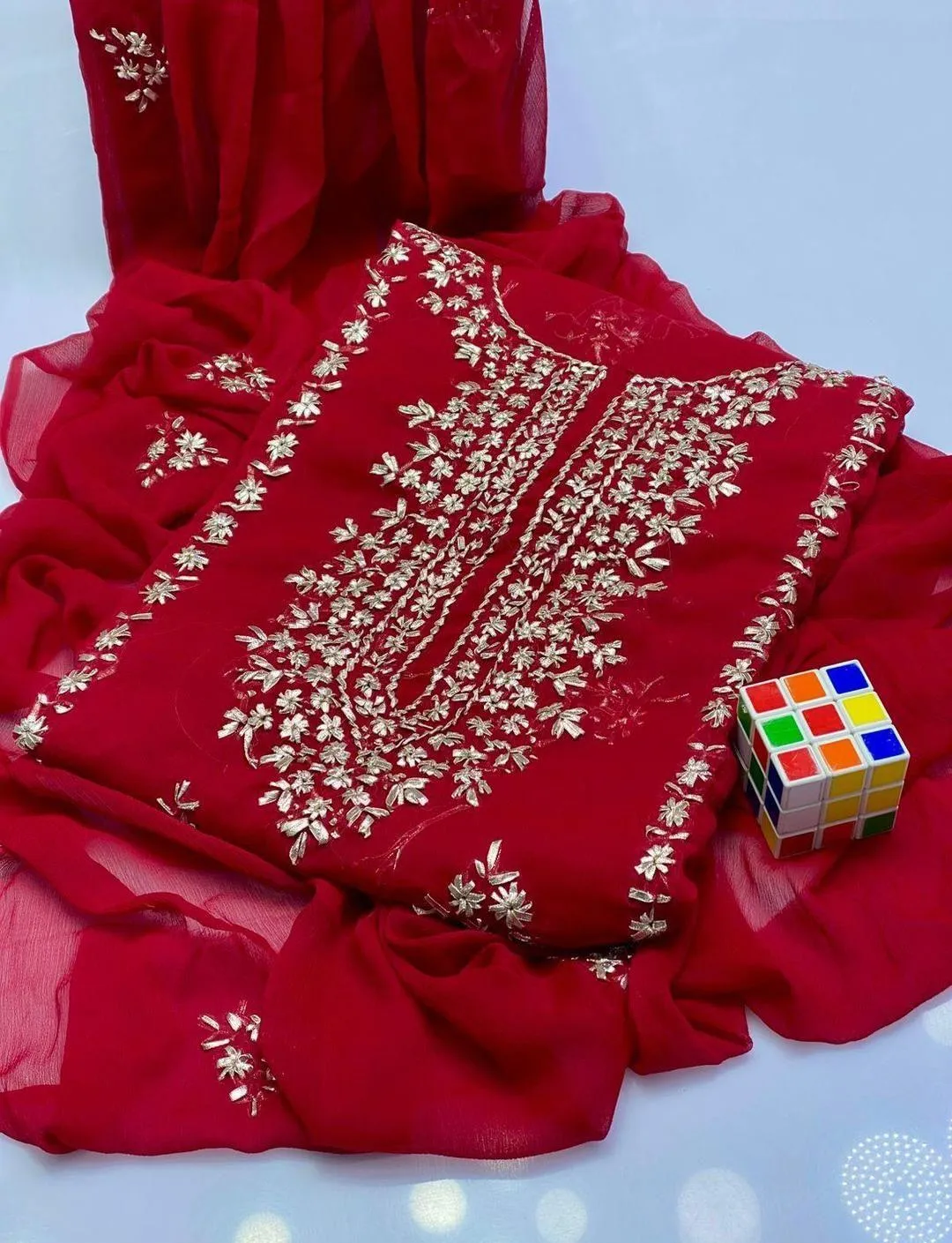 2 Pcs Women's Unstitched Hand Work Suit