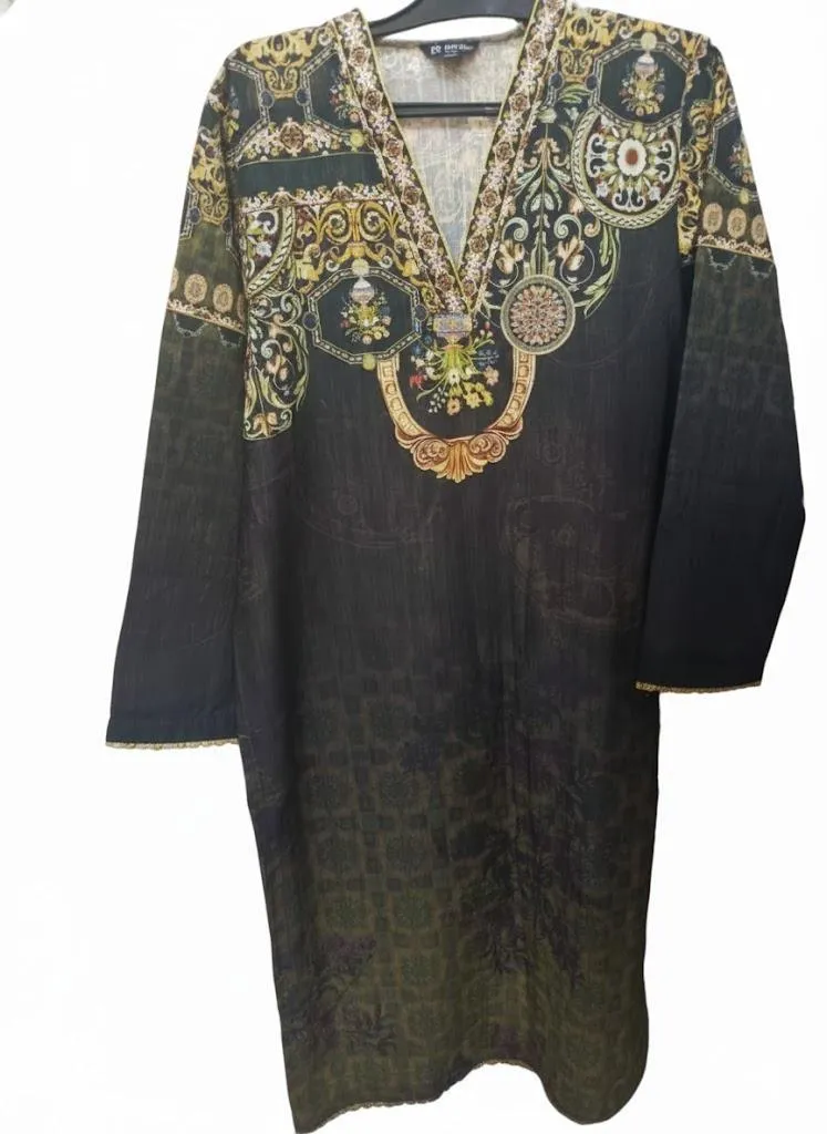 2 Pcs Women's Stitched Khaddar Digital Print Shirt And Trouser