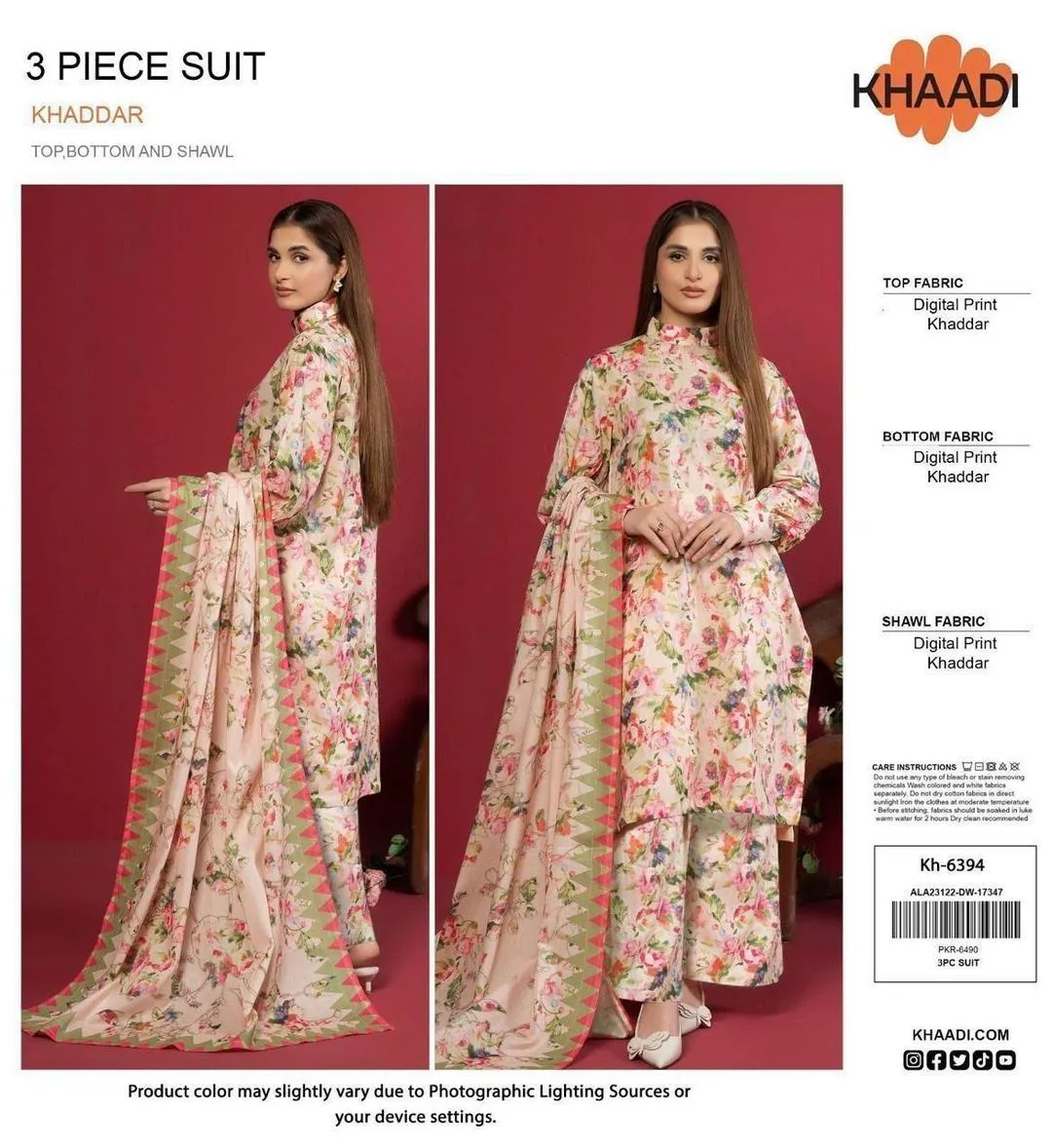 3 Pcs Women's Unstitched Digital Print Suit