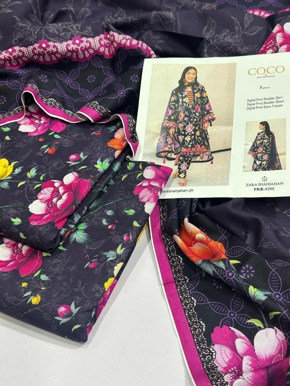 3 Pcs Women's Unstitched Digital Print Suit