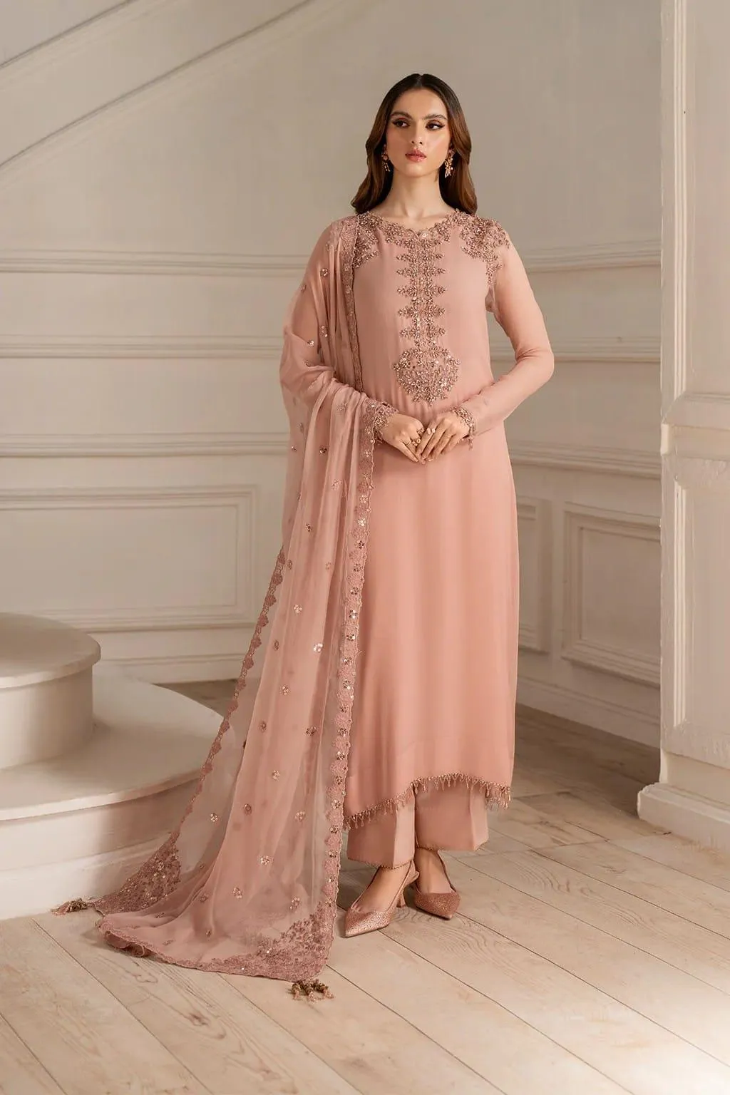 3 Pcs Women's Unstitched Embroidered Suit