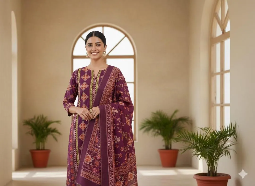 3 Pcs Women's Unstitched Printed Suit