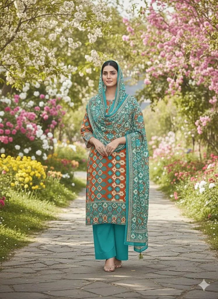 3 Pcs Women's Unstitched Printed Suit