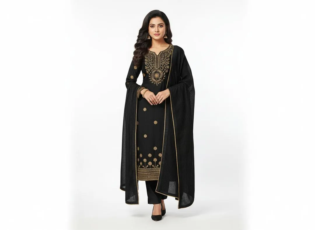 3 Pcs Women's Unstitched Embroidered Suit