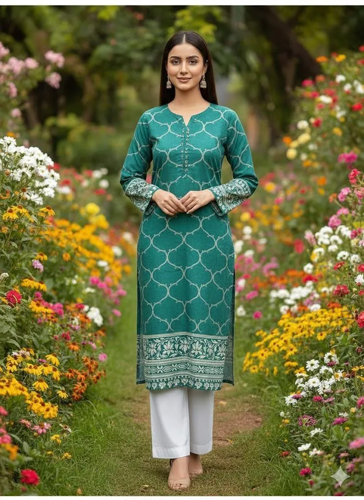 2 Pcs Women's Unstitched Printed Suit