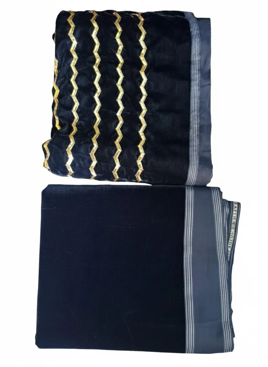 2 Pcs Women's Unstitched Zari Tilla Embroidered Suit