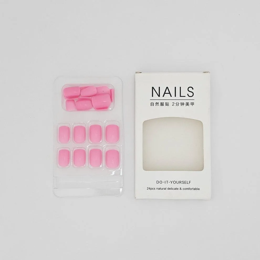 24 Pcs Endless Creativity Fake Nails - Customizable Fake Nail Art in Pink, Purple, Peach, and Maroon