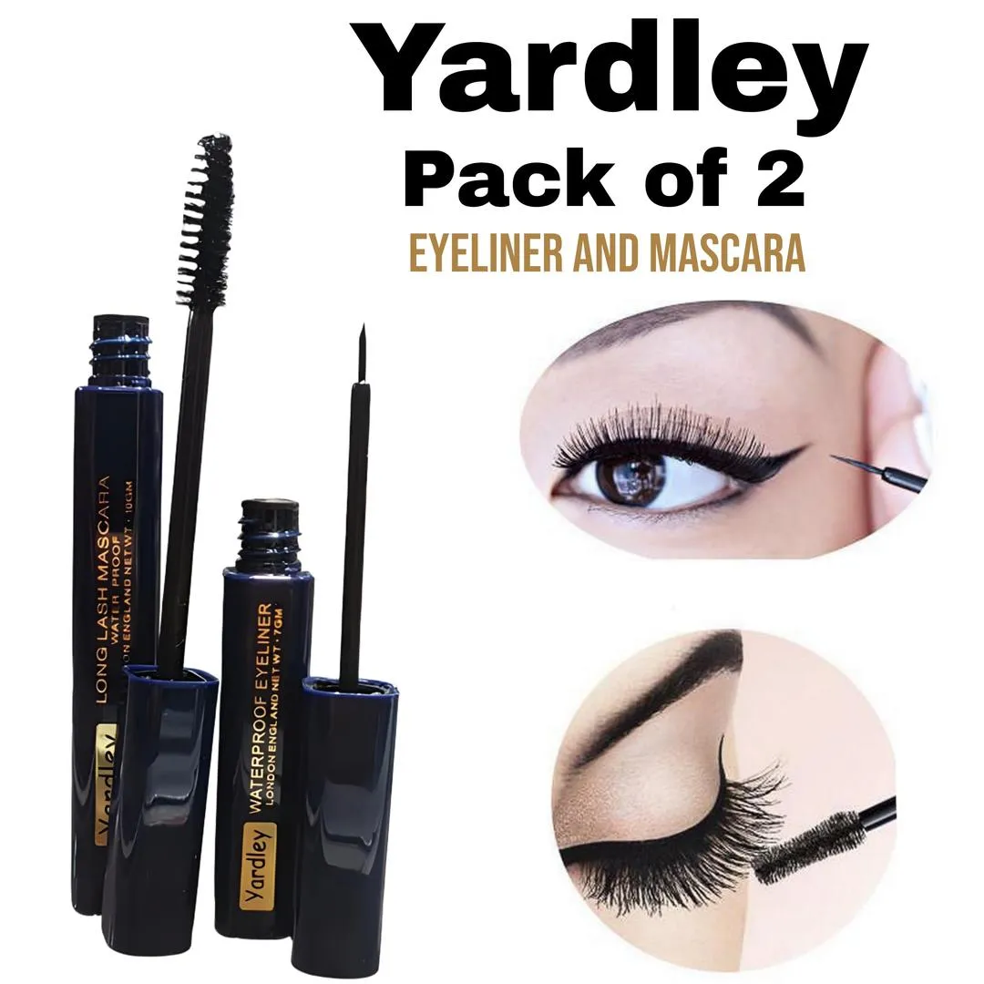 Yardley Pack of 2 Lash Boosting Mascara & Smudge Proof Eyeliner
