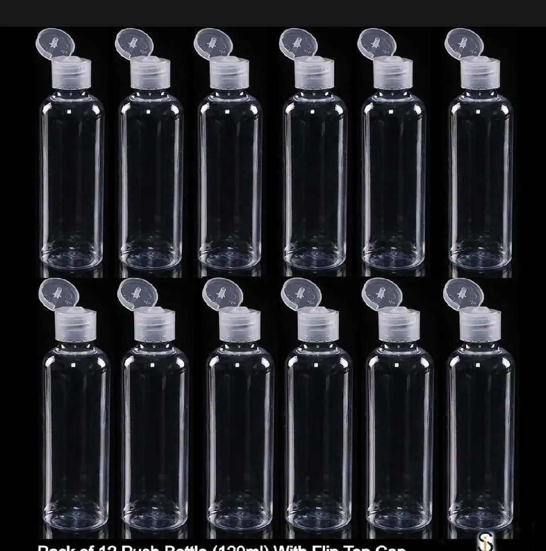Pack of 5 Empty Plastic Push Bottle set 25/50/100/200 ml / Press Empty Bottles for Hair Oil / Lotion Bottles Empty Push Bottles / Flip Top Bottle
