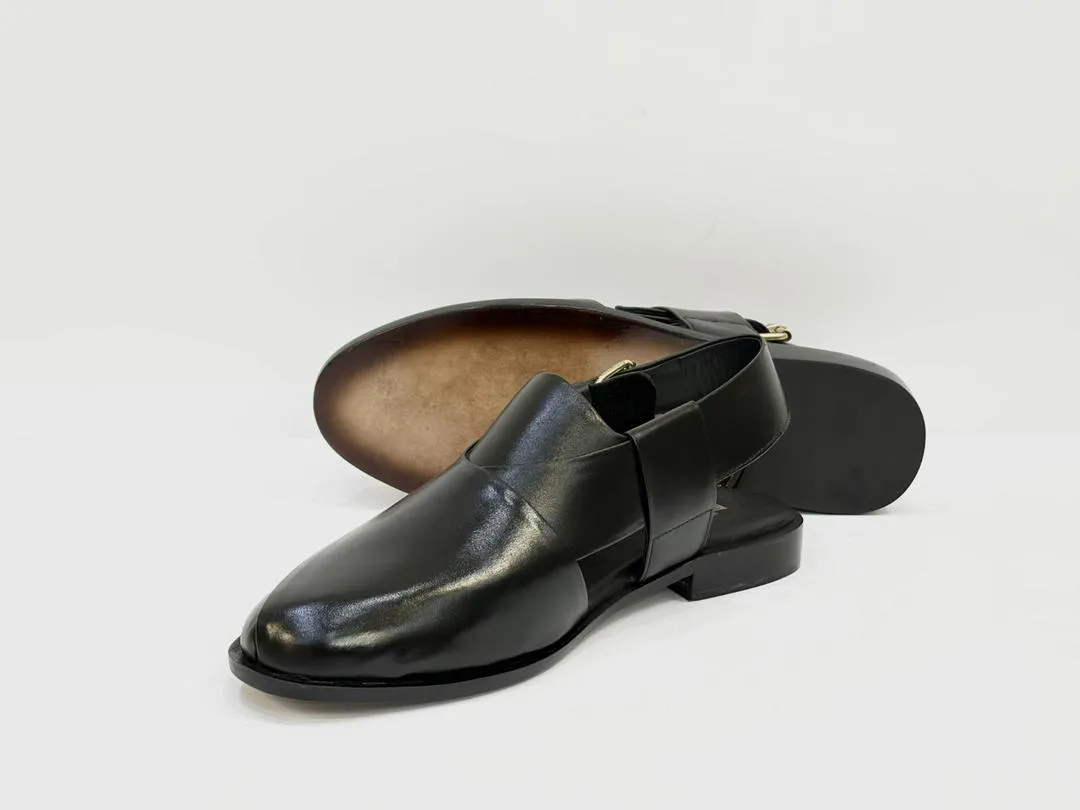 Men's Leather Plain Peshawari Chappal