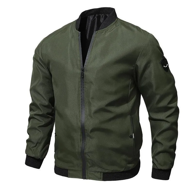 Men's Green Polyester Bomber Jacket - 1 Pc Classic Style