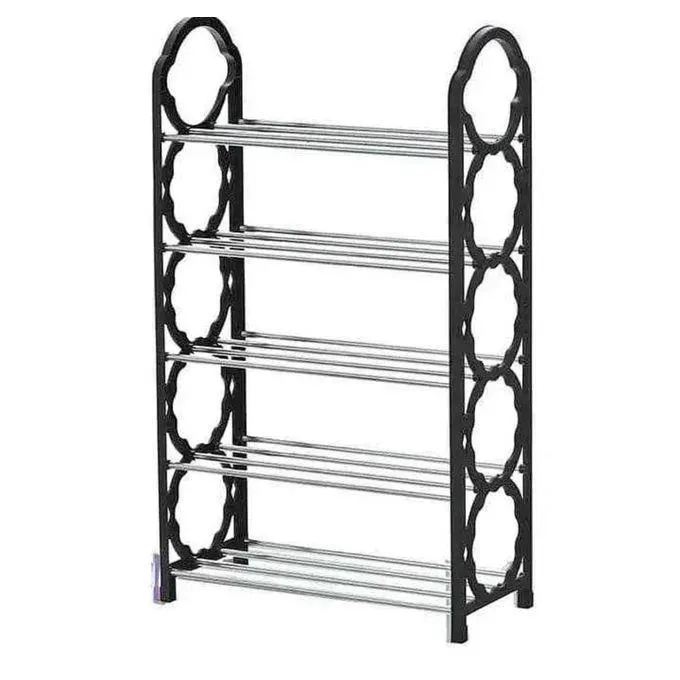 4-Layer Durable Compact BlackShoe Rack - 1Pc for Long-Lasting Use
