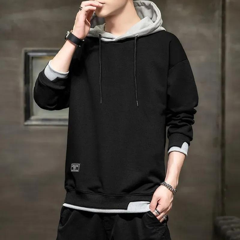 Men's Cotton Plain Hoodie - 1 Pc Hooded Neck Sweatshirt in Black