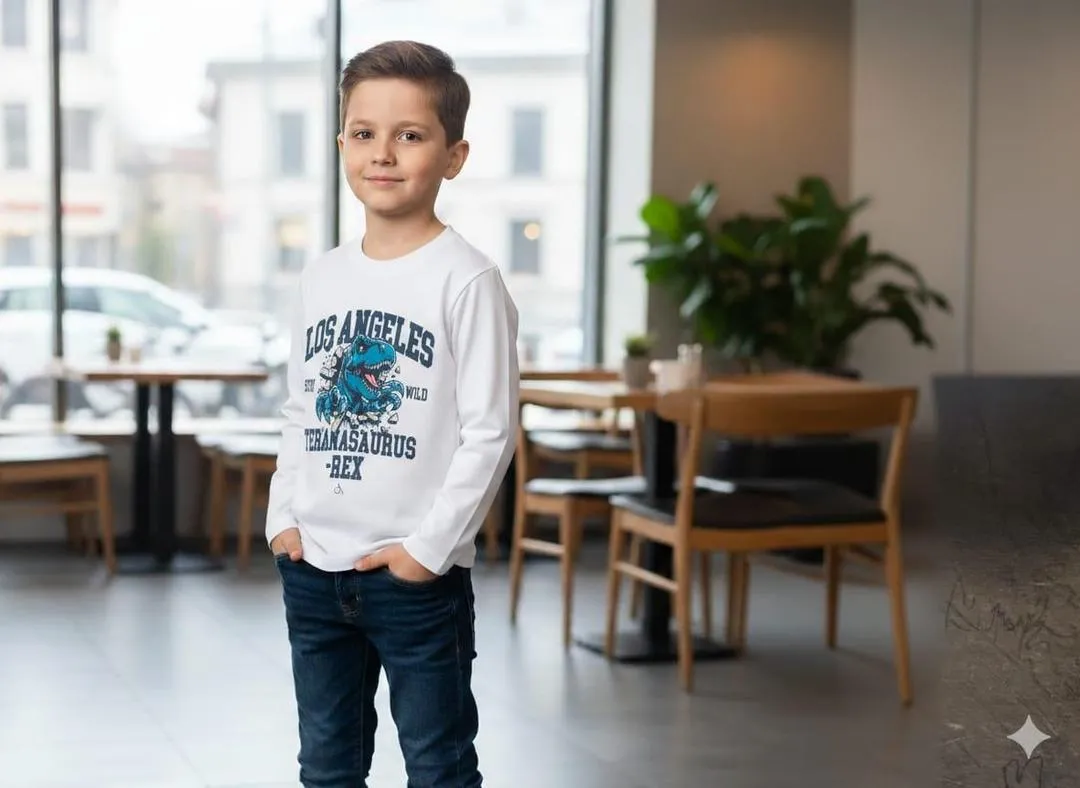 1 Pc Boy's Stitched Jersey Printed Sweatshirt