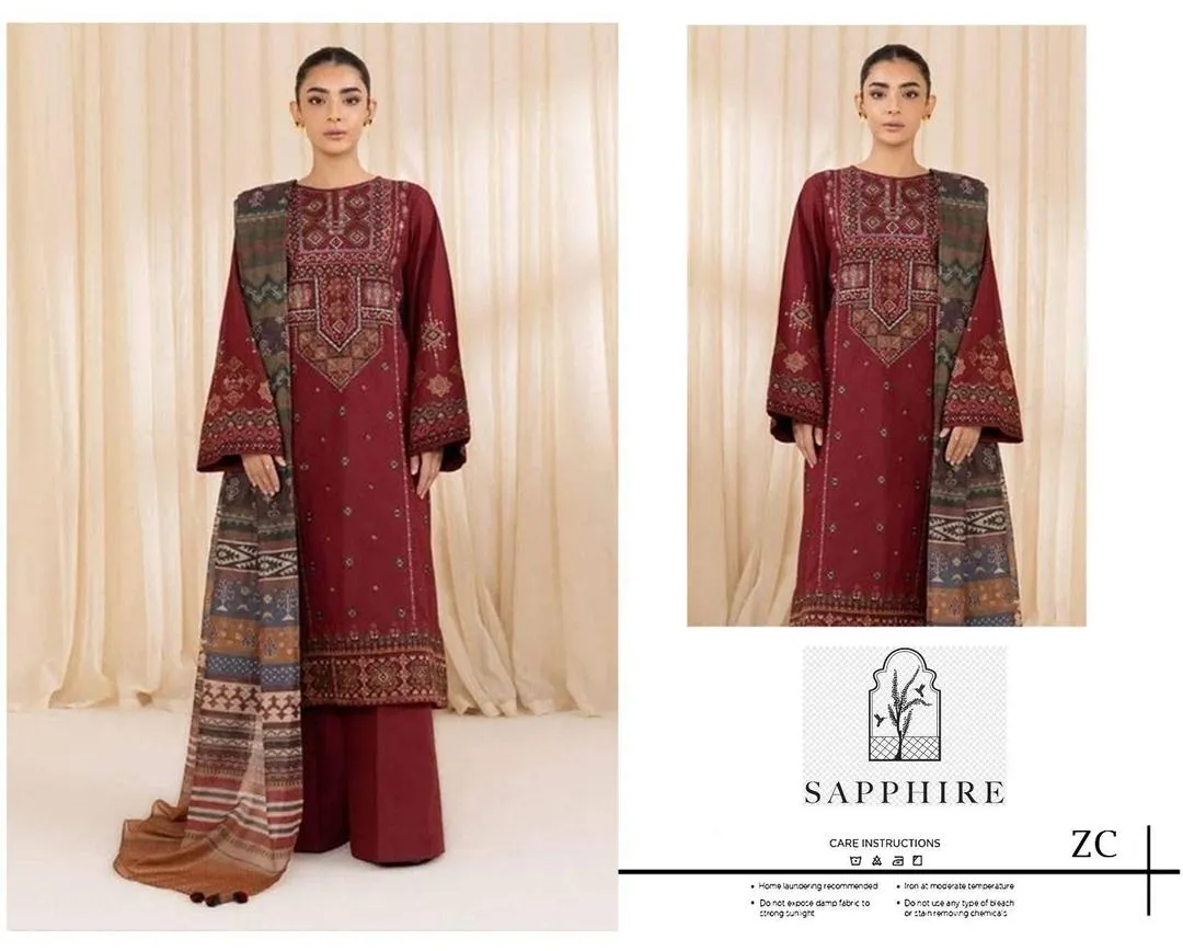 Sapphire Most Demanding 3 Pcs Women's Unstitched Embroidered Suit