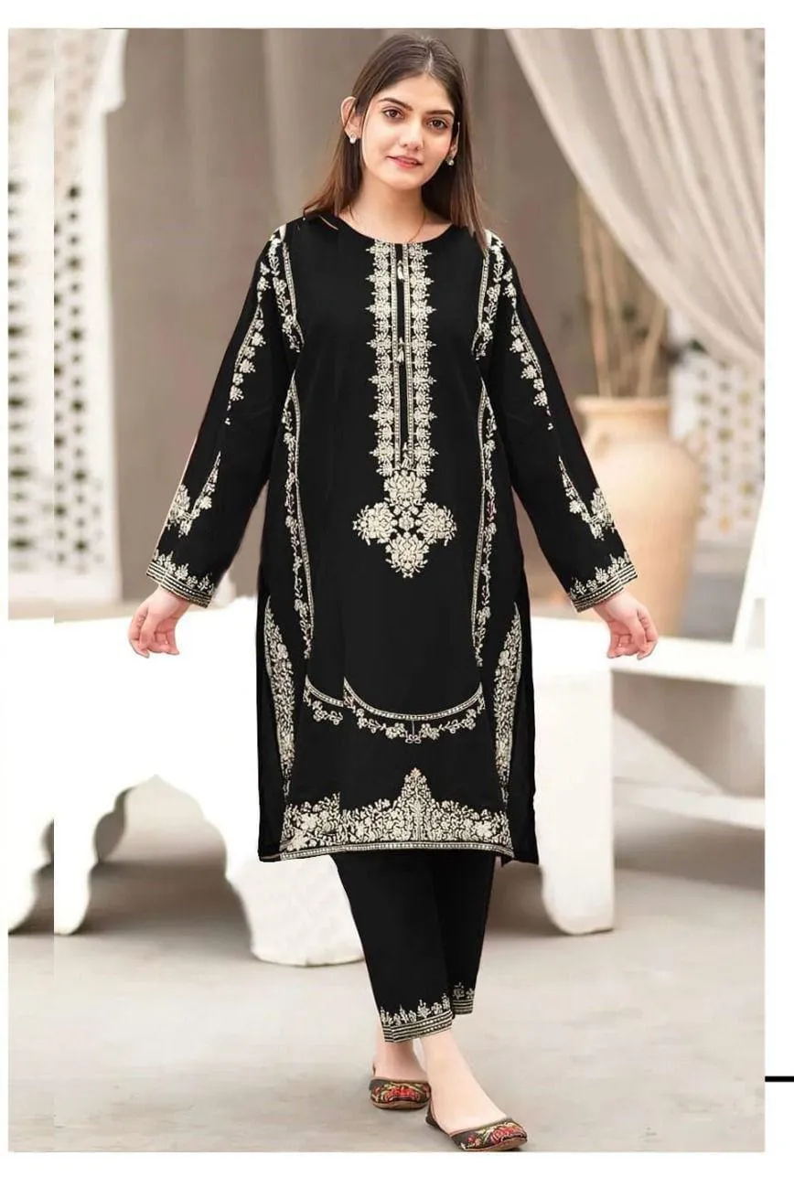 2 Pcs Women's Unstitched Embroidered Suit