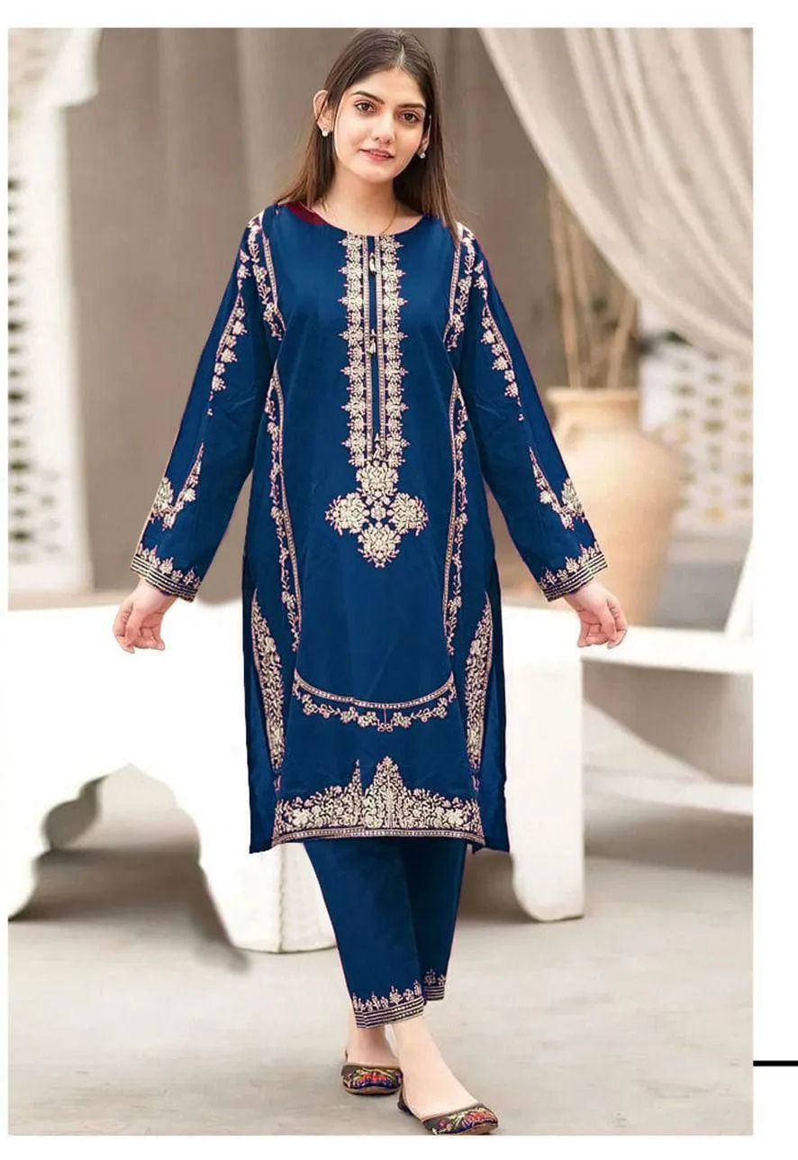 2 Pcs Women's Unstitched Embroidered Suit