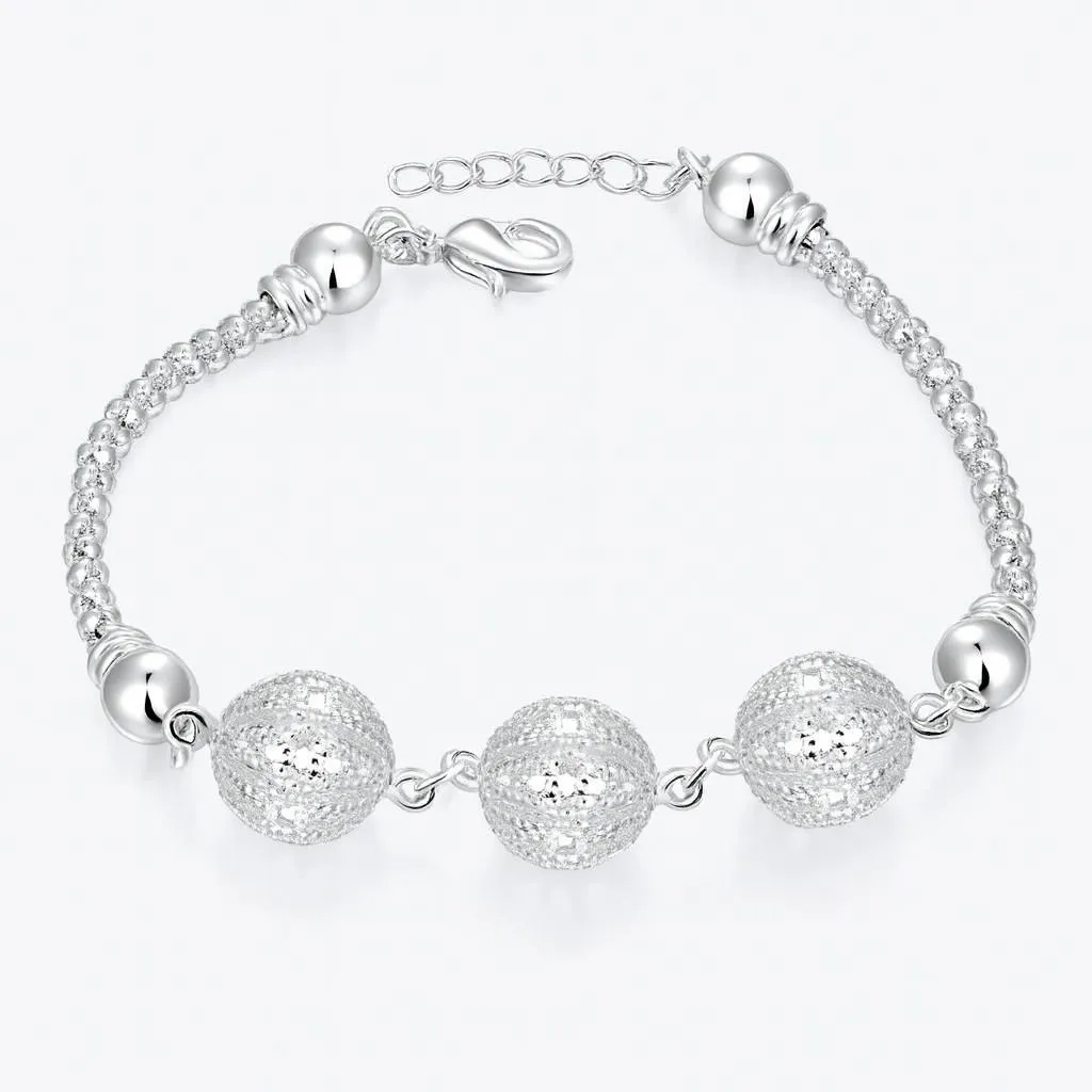 Antique Design Silver Plated Chain Bracelet - 1 Pc Jewelry for Women