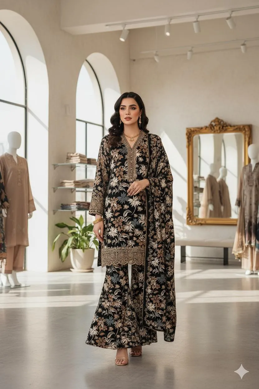 2 Pcs Women's Unstitched Printed Suit