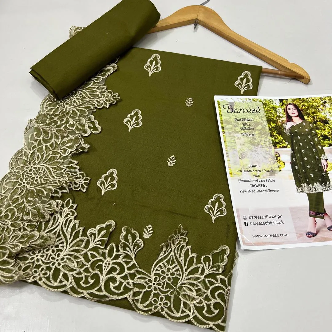 2 Pcs Women's Unstitched Embroidered Suit