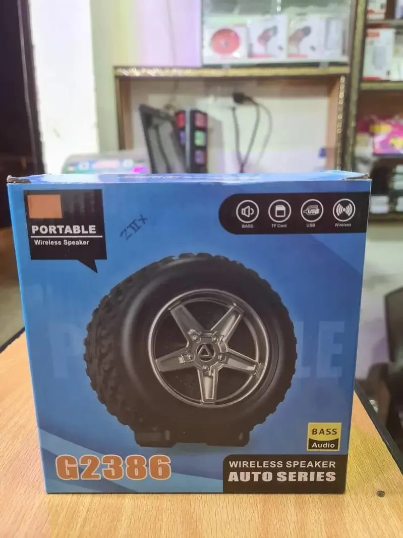 G2386 Portable Wireless Speaker - Auto series bass audio with unique tire design