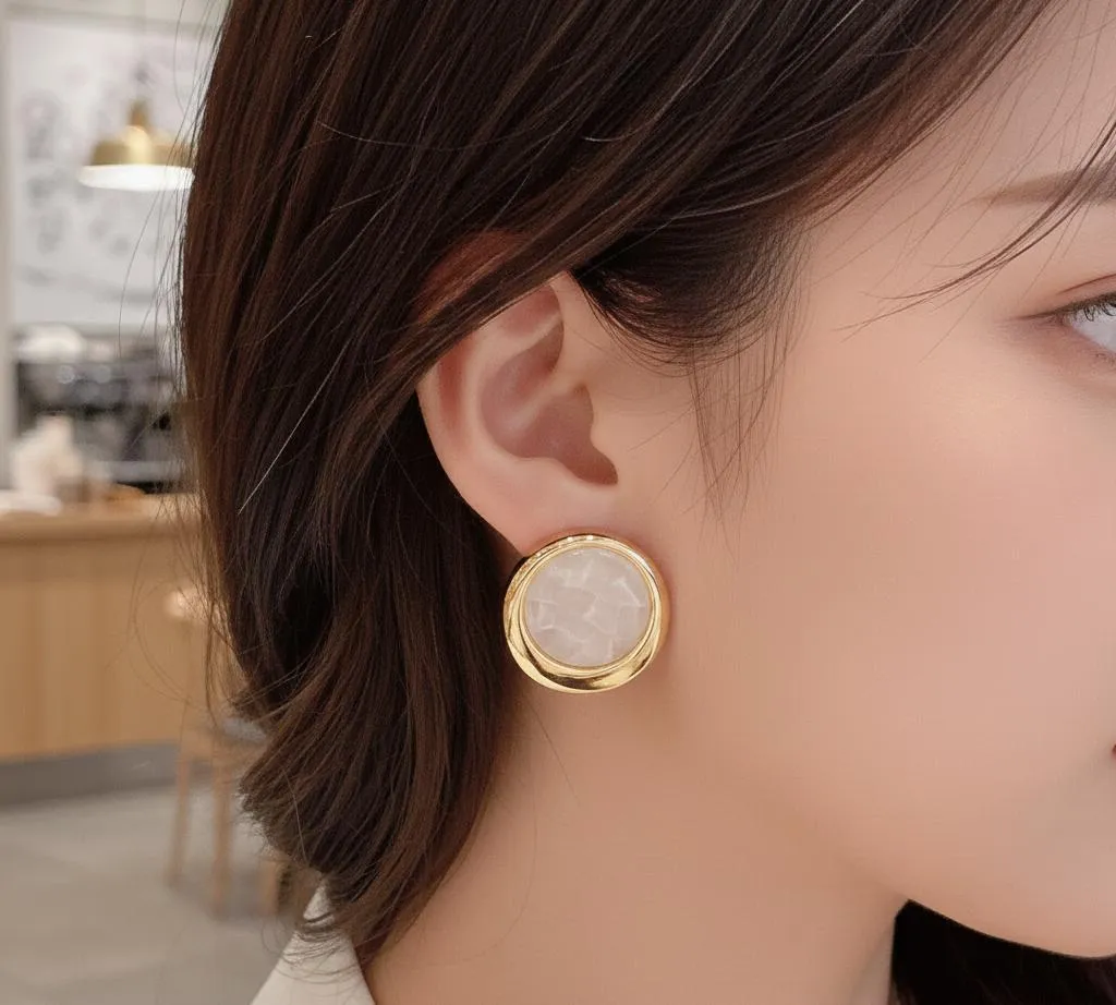 Korean Marble design circle earings ZXJ-902