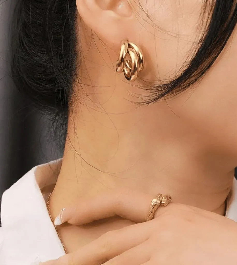 Elegant Three  layers Korean Hoop Earrings KGE-906