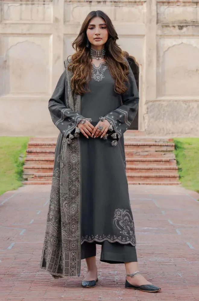 3 Pcs Women's Unstitched Embroidered Suit