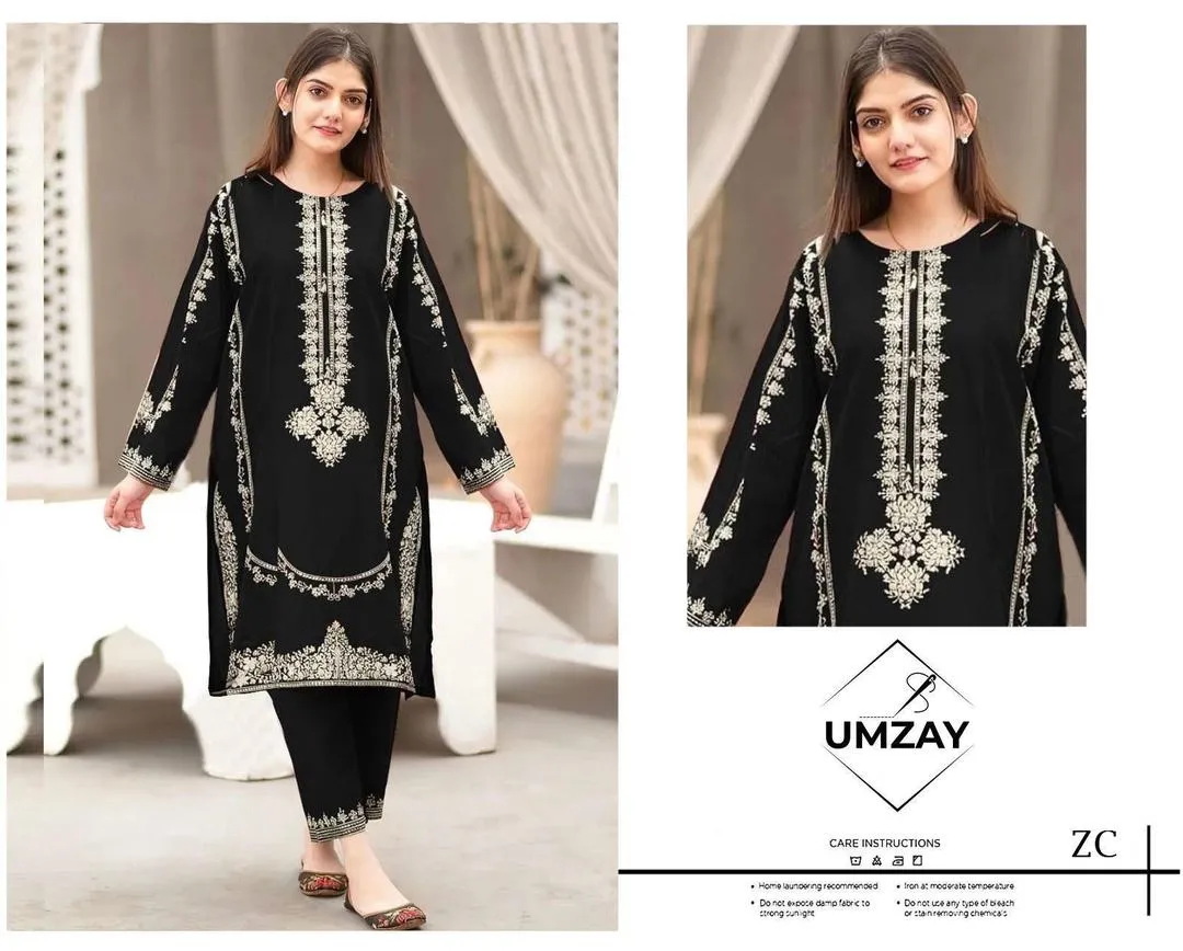 2 Pcs Women's Unstitched Embroidered Suit