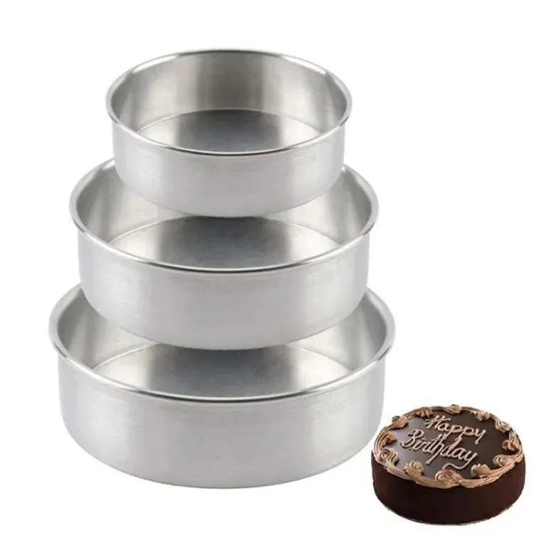 Silver Metal Baking Pans - Set of 3 Pcs