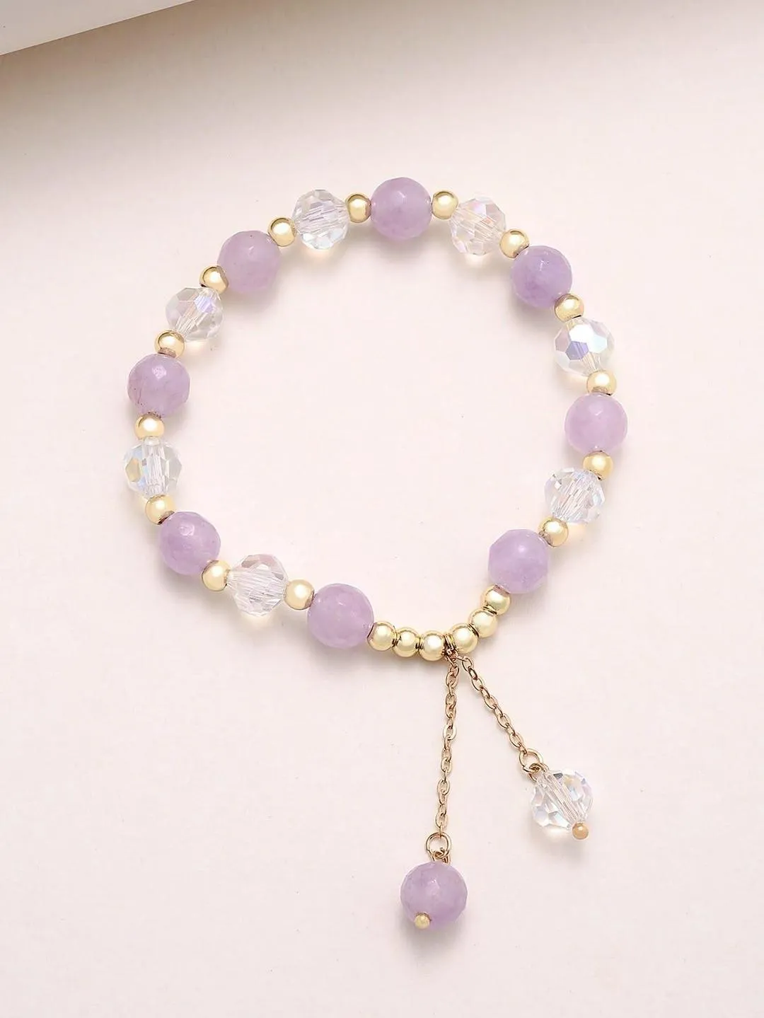 1 Pc Antique Design Beads Chain Bracelet Purple Color