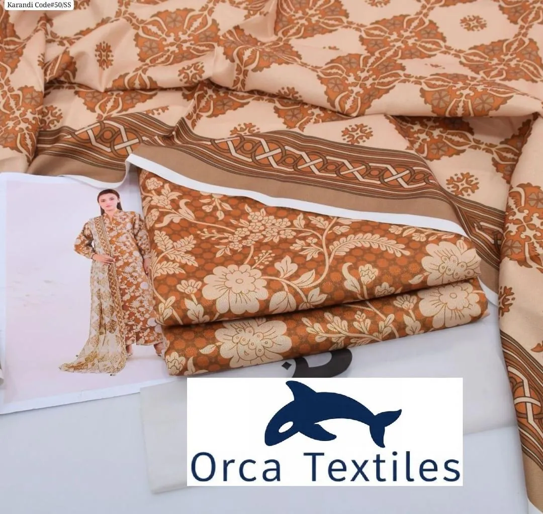 3 Pcs Women's Stitched Karandi Printed Suit