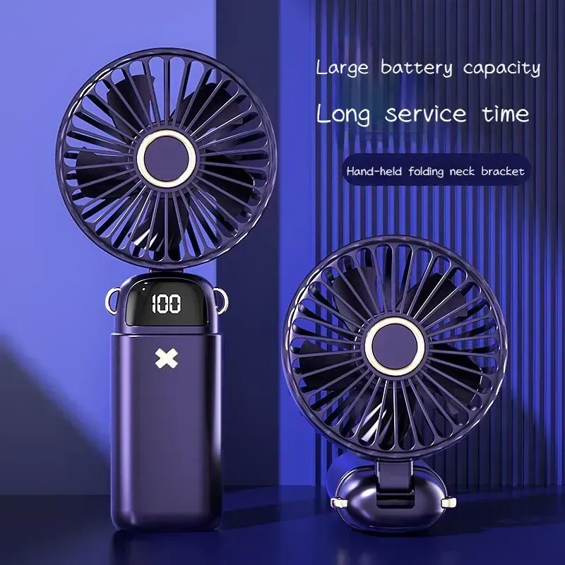 Foldable Multicolor Neck Fan with Night Light - 1 Pc