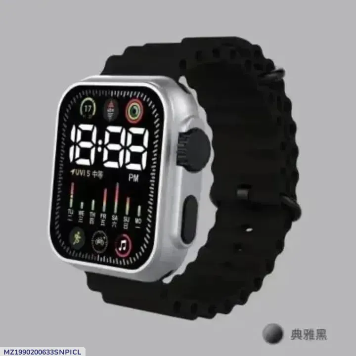 Men's Smart Watch with Silicone Band & Digital Display