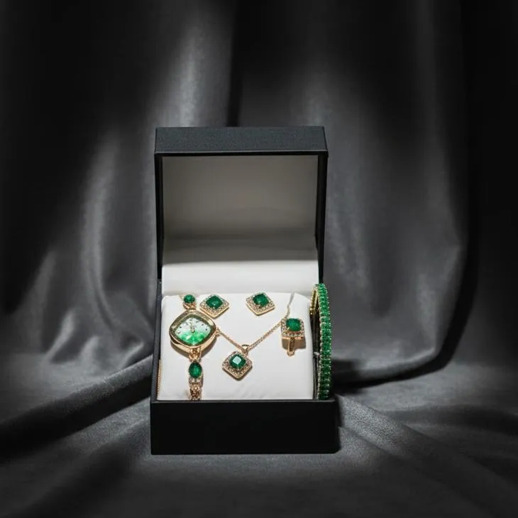 Elegant Red Jewelry Box with Watches & Rings