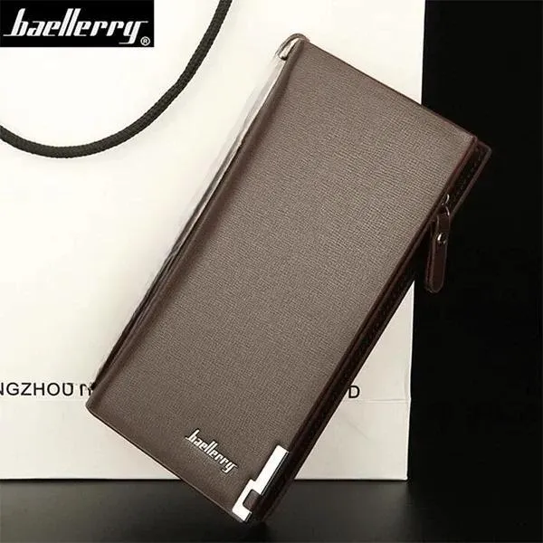 Men's Black Leather Bi-Fold Wallet with Card Slot