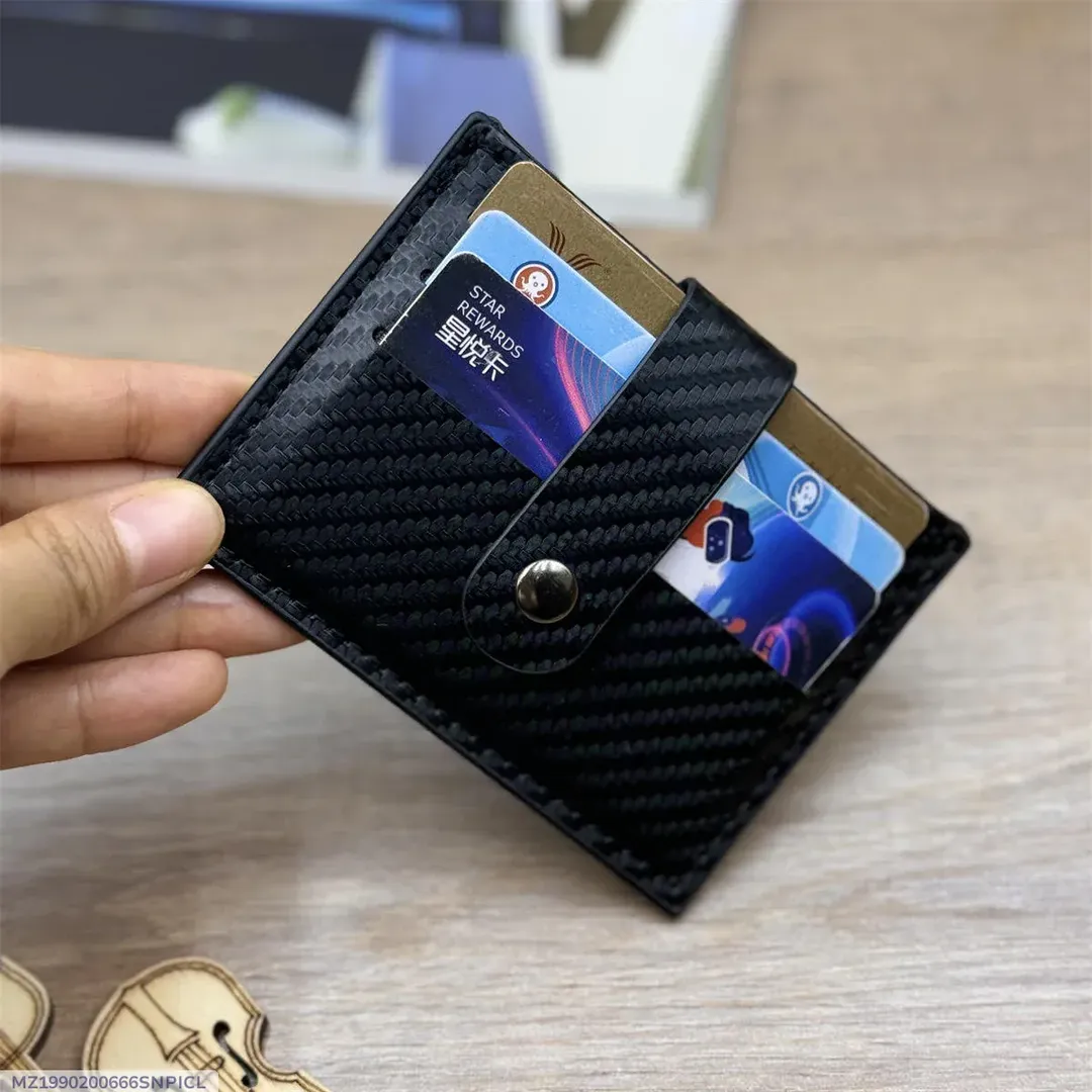 Men's Black Leather RFID Wallet with 6 Card Slots